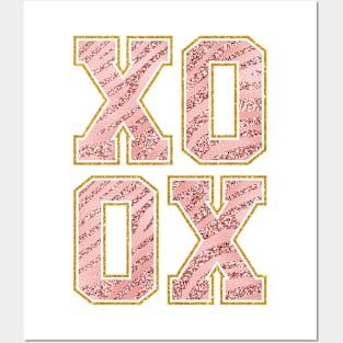 XOXO varsity letters pink glitter tiger print Posters and Art